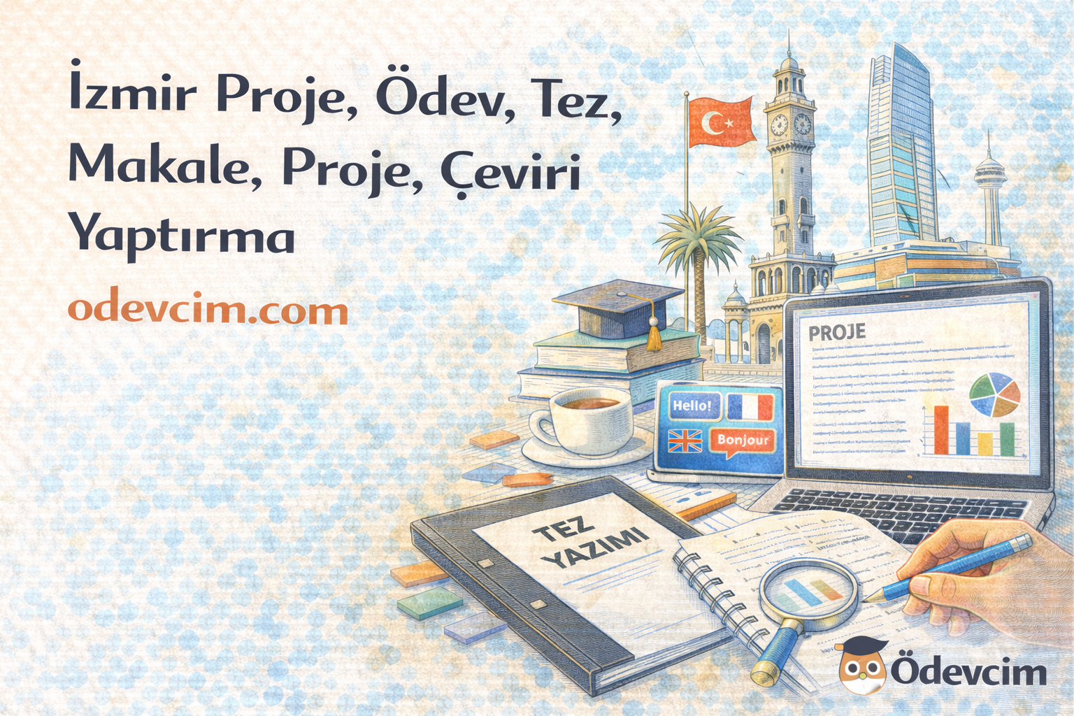 İzmir proje ödev tez makale ve çeviri yaptırma merkezi   Ödevcim ile Dokuz Eylül Ege Üniversitesi İYTE Kâtip Çelebi Bakırçay Demokrasi Ekonomi Yaşar ve Tınaztepe Üniversitesi öğrencilerine özel akademik danışmanlık hizmeti Proje ödev tez makale çeviri essay sunum staj defteri hazırlama 32091+ başarılı çalışma 150+ uzman akademisyen uygun fiyat zamanında teslim özgün içerik ve Turnitin raporu garantisi İzmirde güvenilir akademik proje ve ödev merkezi