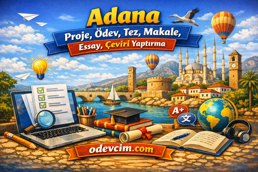 Adana proje, ödev, tez, makale, essay ve çeviri yaptırma merkezi - Ödevcim ile Çukurova Üniversitesi, Adana Alparslan Türkeş Bilim ve Teknoloji Üniversitesi öğrencilerine özel akademik destek. Tıp, diş hekimliği, mühendislik, işletme, iktisat, psikoloji, ziraat bölümleri için tez, proje, ödev, makale, essay, çeviri hizmetleri. 32.179+ başarılı çalışma, 150+ uzman akademisyen, tüm dünya dillerinde çeviri, uygun fiyat, zamanında teslim, Turnitin raporu garantisi. Adana Seyhan, Çukurova, Yüreğir, Ceyhan, Kozan ve tüm ilçelerde güvenilir akademik destek.