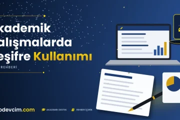 Akademik Çalışmalarda Deşifre Kullanımı  Ödevcim kapak görseli kalem simgeli akademik belge illüstrasyonu