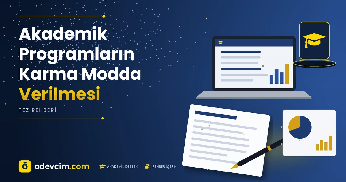 Akademik Programların Karma Modda Verilmesi – Ödevcim kapak görseli, kep simgeli akademik belge illüstrasyonu
