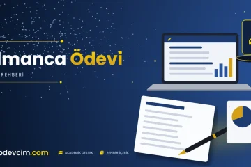 Almanca Ödevi  Ödevcim kapak görseli kalem simgeli akademik belge illüstrasyonu