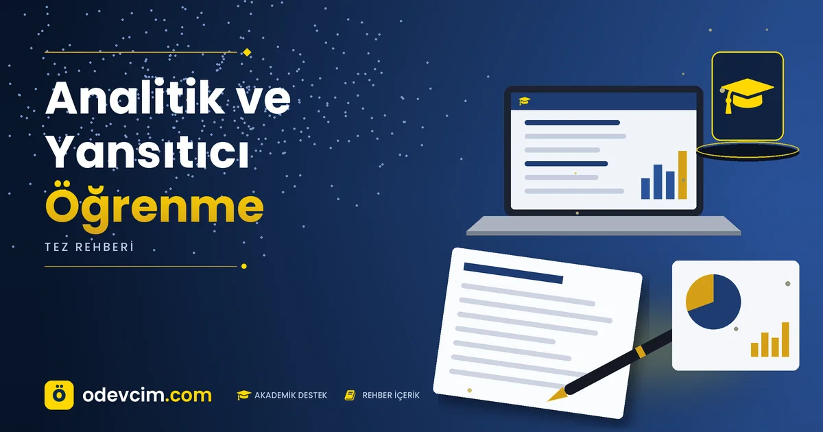 Analitik ve Yansıtıcı Öğrenme – Ödevcim kapak görseli, kep simgeli akademik belge illüstrasyonu