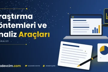 Araştırma Yöntemleri ve Analiz Araçları  Ödevcim kapak görseli grafik simgeli akademik belge illüstrasyonu