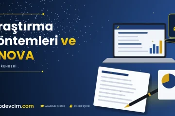 Araştırma Yöntemleri ve ANOVA  Ödevcim kapak görseli kalem simgeli akademik belge illüstrasyonu