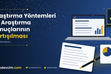 Araştırma Yöntemleri ve Araştırma Sonuçlarının Tartışılması  Ödevcim kapak görseli kalem simgeli akademik belge illüstrasyonu