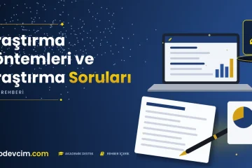 Araştırma Yöntemleri ve Araştırma Soruları  Ödevcim kapak görseli kalem simgeli akademik belge illüstrasyonu