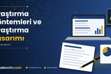 Araştırma Yöntemleri ve Araştırma Tasarımı  Ödevcim kapak görseli kalem simgeli akademik belge illüstrasyonu
