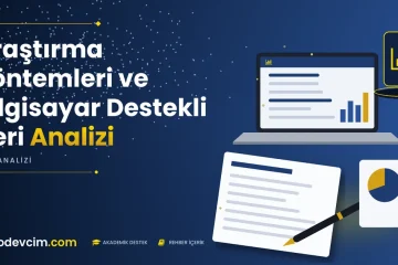 Araştırma Yöntemleri ve Bilgisayar Destekli Veri Analizi  Ödevcim kapak görseli grafik simgeli akademik belge illüstrasyonu