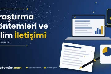 Araştırma Yöntemleri ve Bilim İletişimi  Ödevcim kapak görseli kalem simgeli akademik belge illüstrasyonu