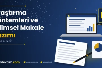 Araştırma Yöntemleri ve Bilimsel Makale Yazımı  Ödevcim kapak görseli makale sayfası simgeli akademik belge illüstrasyonu