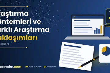 Araştırma Yöntemleri ve Farklı Araştırma Yaklaşımları  Ödevcim kapak görseli kalem simgeli akademik belge illüstrasyonu