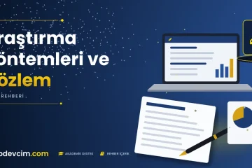Araştırma Yöntemleri ve Gözlem  Ödevcim kapak görseli kalem simgeli akademik belge illüstrasyonu