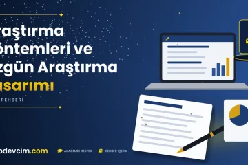 Araştırma Yöntemleri ve Özgün Araştırma Tasarımı  Ödevcim kapak görseli kalem simgeli akademik belge illüstrasyonu