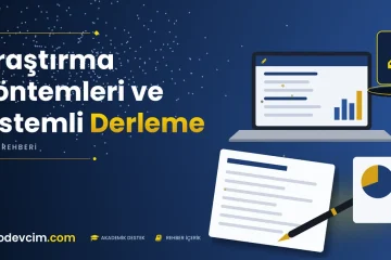 Araştırma Yöntemleri ve Sistemli Derleme  Ödevcim kapak görseli kalem simgeli akademik belge illüstrasyonu