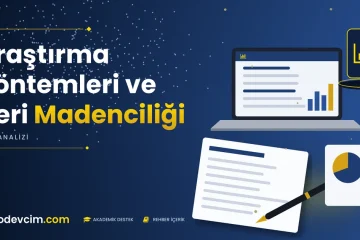 Araştırma Yöntemleri ve Veri Madenciliği  Ödevcim kapak görseli grafik simgeli akademik belge illüstrasyonu