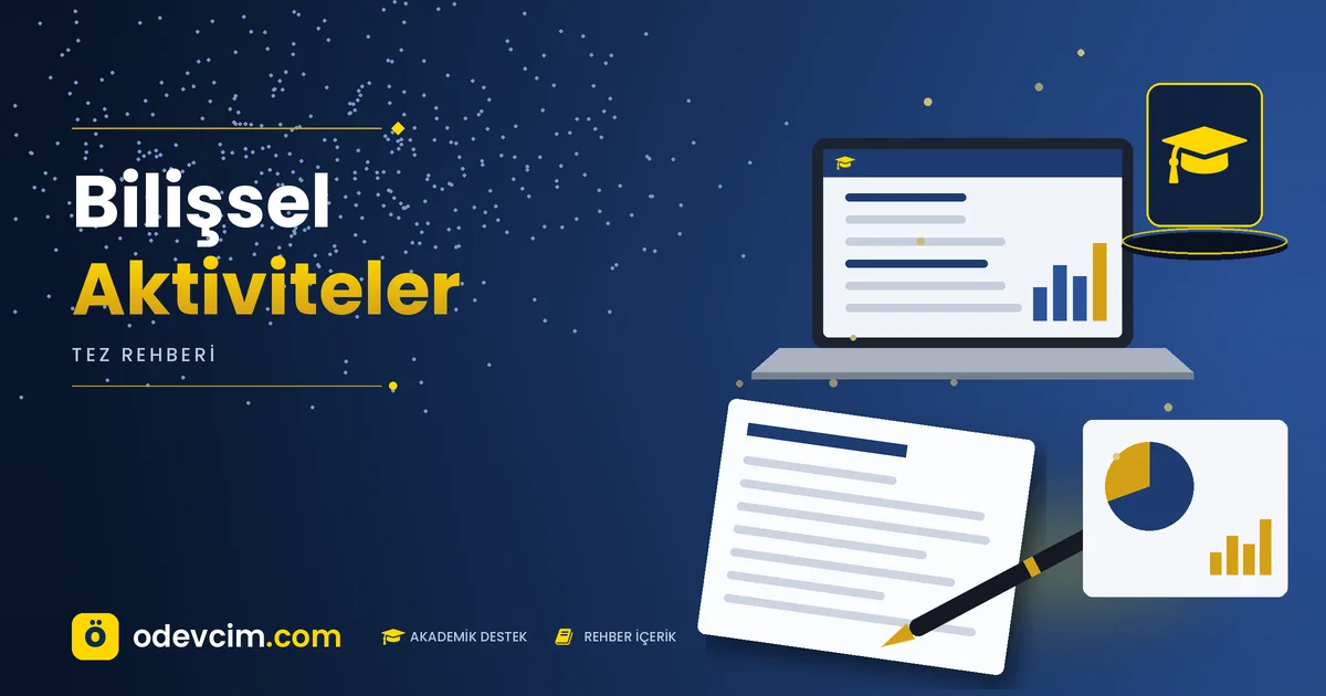 Bilişsel Aktiviteler – Ödevcim kapak görseli, kep simgeli akademik belge illüstrasyonu