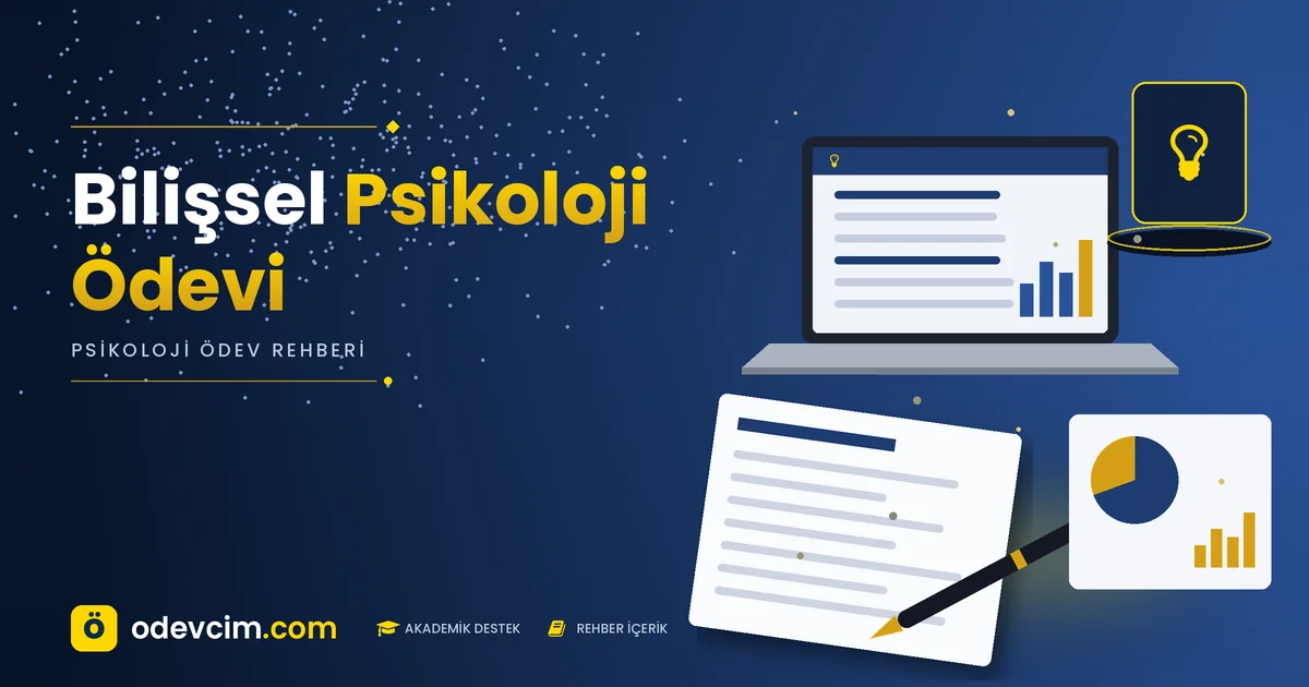 Bilişsel psikoloji ödevi – Ödevcim kapak görseli, psikoloji ödev rehberi illüstrasyonu