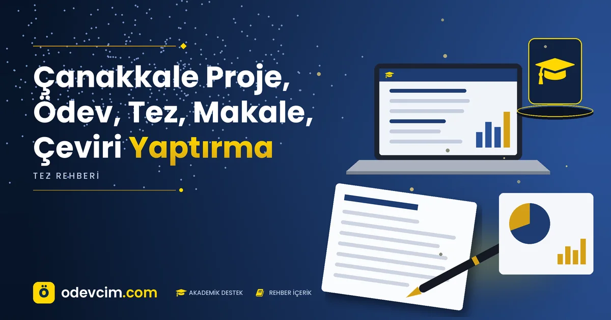 Çanakkale Proje, Ödev, Tez, Makale, Çeviri Yaptırma – Ödevcim kapak görseli, kep simgeli akademik belge illüstrasyonu