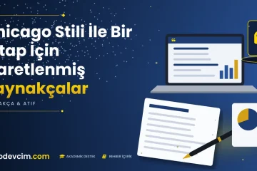 Chicago Stili İle Bir Kitap İçin İşaretlenmiş Kaynakçalar  Ödevcim kapak görseli alıntı simgeli akademik belge illüstrasyonu