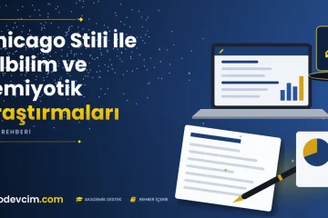 Chicago Stili İle Dilbilim ve Semiyotik Araştırmaları  Ödevcim kapak görseli kalem simgeli akademik belge illüstrasyonu