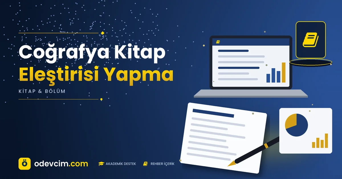 Coğrafya Kitap Eleştirisi Yapma – Ödevcim kapak görseli, kitap simgeli akademik belge illüstrasyonu