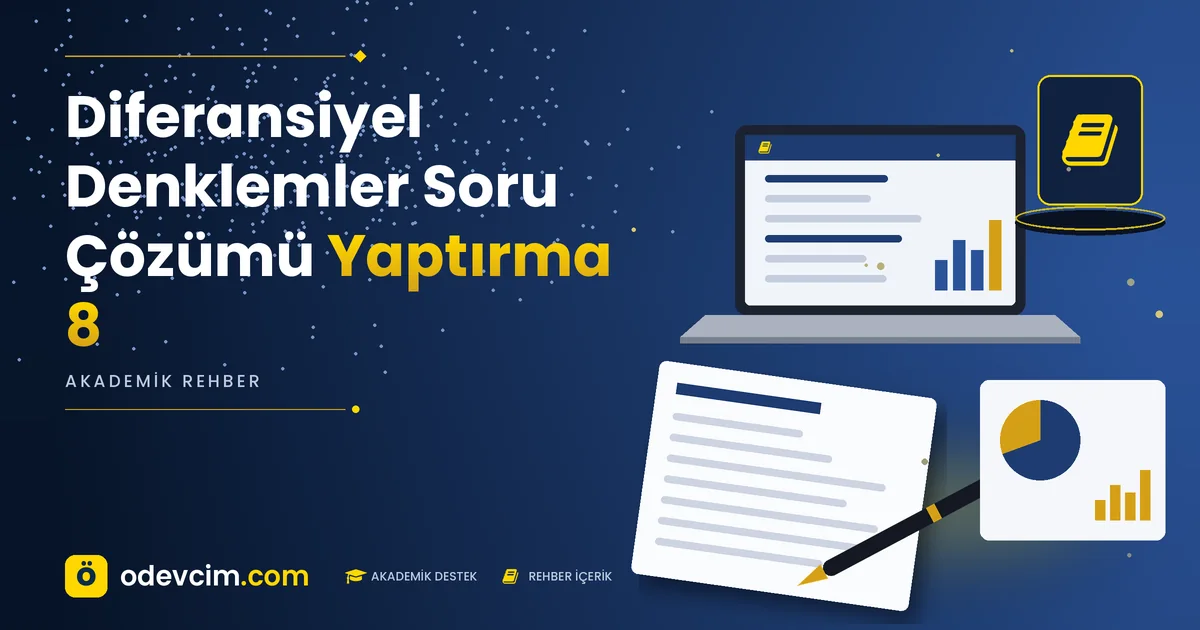 Diferansiyel Denklemler Soru Çözümü Yaptırma 8 – Ödevcim kapak görseli, kitap simgeli akademik belge illüstrasyonu