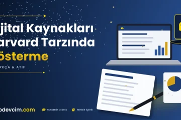 Dijital Kaynakları Harvard Tarzında Gösterme  Ödevcim kapak görseli alıntı simgeli akademik belge illüstrasyonu