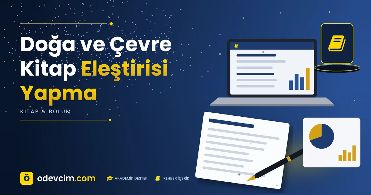 Doğa ve Çevre Kitap Eleştirisi Yapma – Ödevcim kapak görseli, kitap simgeli akademik belge illüstrasyonu