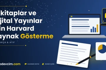 E kitaplar ve Dijital Yayınlar İçin Harvard Kaynak Gösterme  Ödevcim kapak görseli alıntı simgeli akademik belge illüstrasyonu