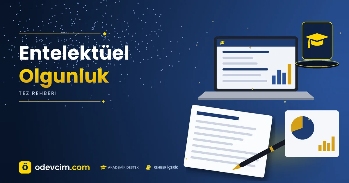 Entelektüel Olgunluk – Ödevcim kapak görseli, kep simgeli akademik belge illüstrasyonu
