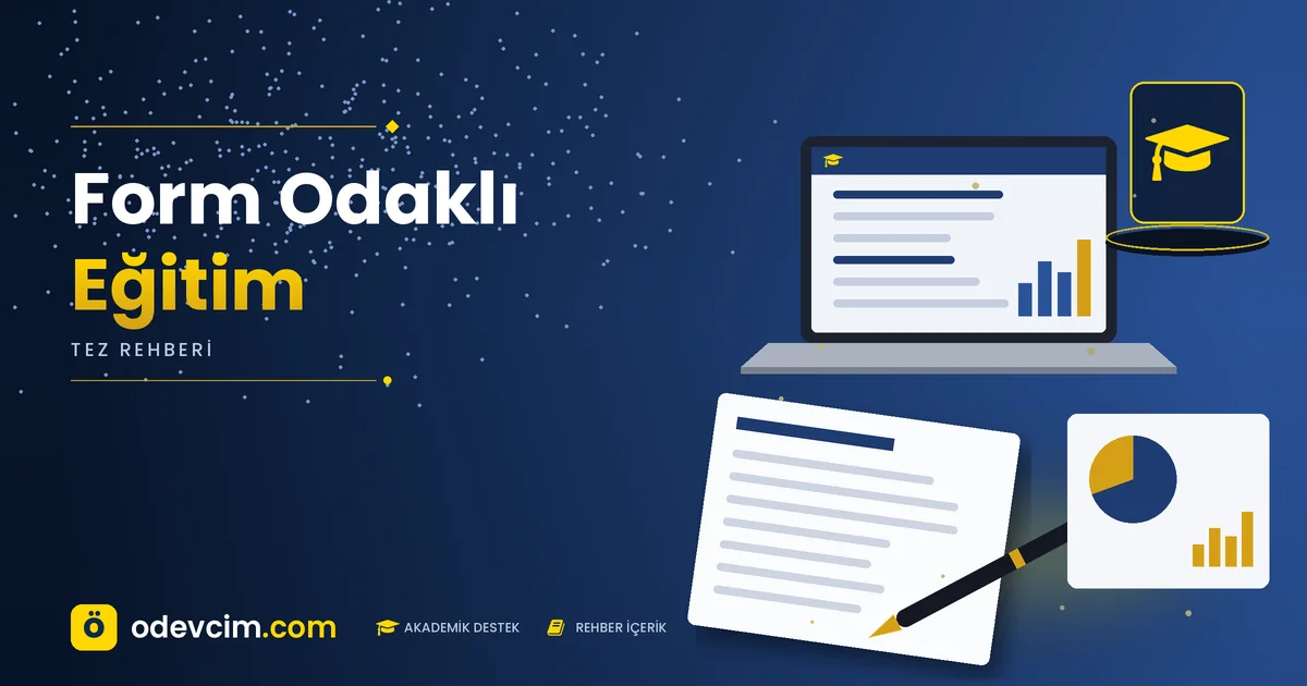 Form Odaklı Eğitim – Ödevcim kapak görseli, kep simgeli akademik belge illüstrasyonu