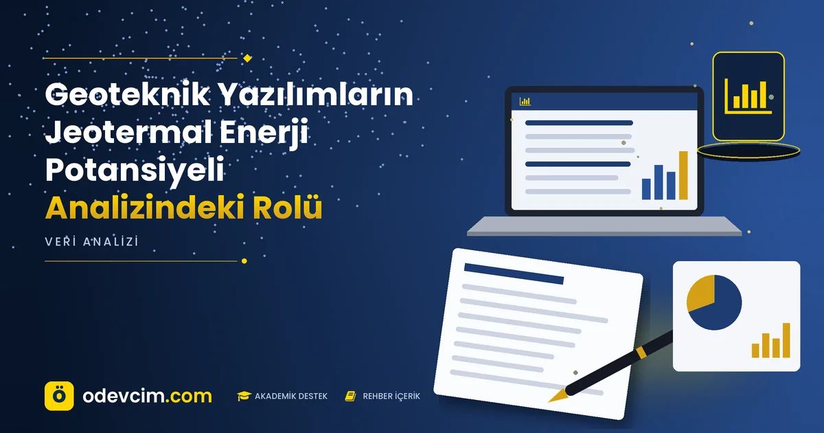 Geoteknik Yazılımların Jeotermal Enerji Potansiyeli Analizindeki Rolü – Ödevcim kapak görseli, grafik simgeli akademik belge illüstrasyonu