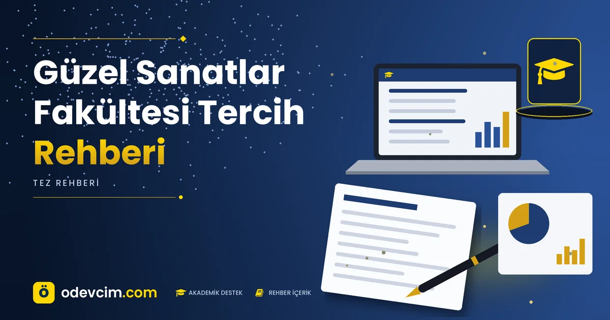 Güzel Sanatlar Fakültesi Tercih Rehberi – Ödevcim kapak görseli, kep simgeli akademik belge illüstrasyonu