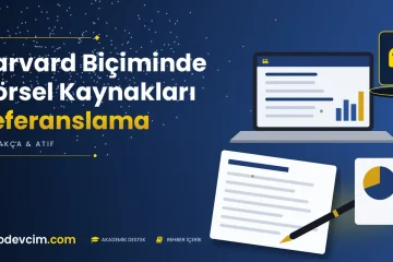 Harvard Biçiminde Görsel Kaynakları Referanslama  Ödevcim kapak görseli alıntı simgeli akademik belge illüstrasyonu