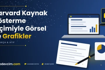 Harvard Kaynak Gösterme Biçimiyle Görsel ve Grafikler  Ödevcim kapak görseli alıntı simgeli akademik belge illüstrasyonu