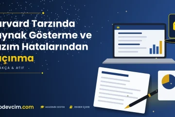 Harvard Tarzında Kaynak Gösterme ve Yazım Hatalarından Kaçınma  Ödevcim kapak görseli alıntı simgeli akademik belge illüstrasyonu
