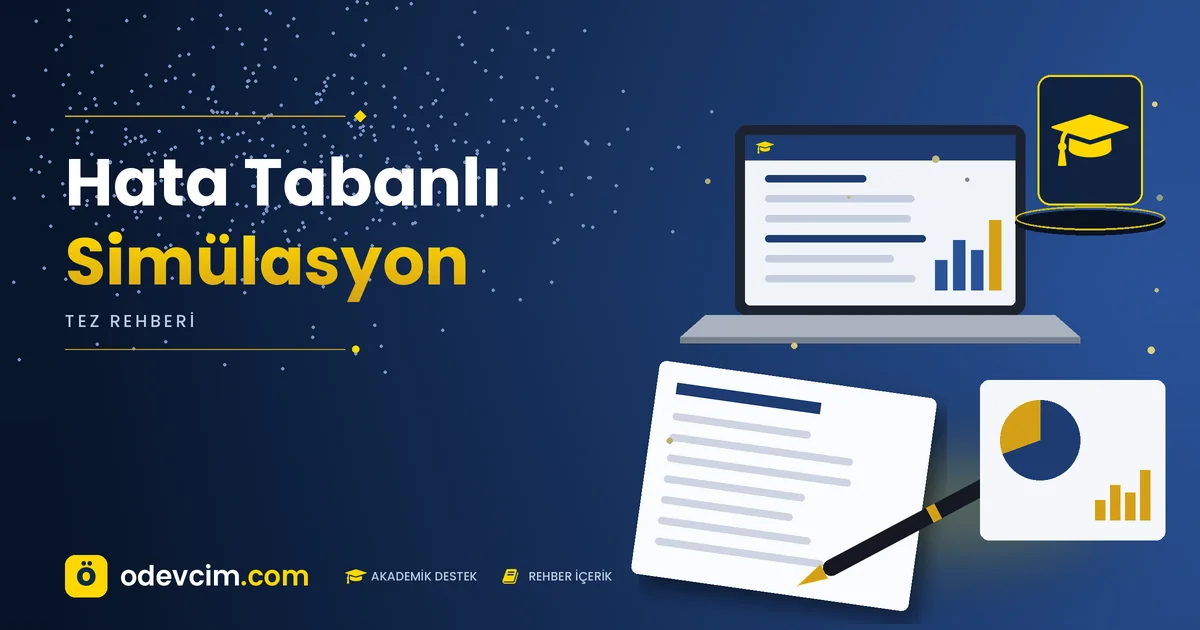 Hata Tabanlı Simülasyon – Ödevcim kapak görseli, kep simgeli akademik belge illüstrasyonu