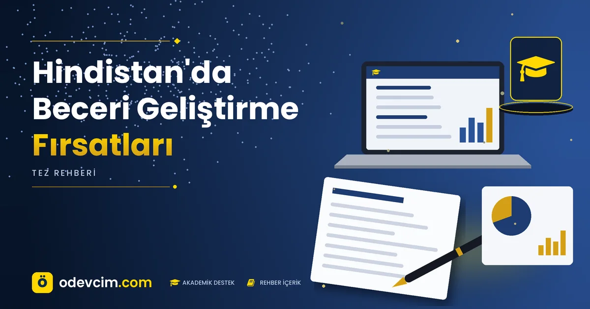 Hindistan'da Beceri Geliştirme Fırsatları – Ödevcim kapak görseli, kep simgeli akademik belge illüstrasyonu
