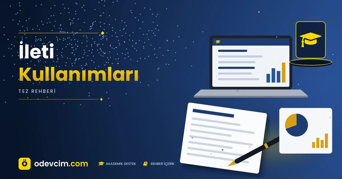 İleti Kullanımları – Ödevcim kapak görseli, kep simgeli akademik belge illüstrasyonu