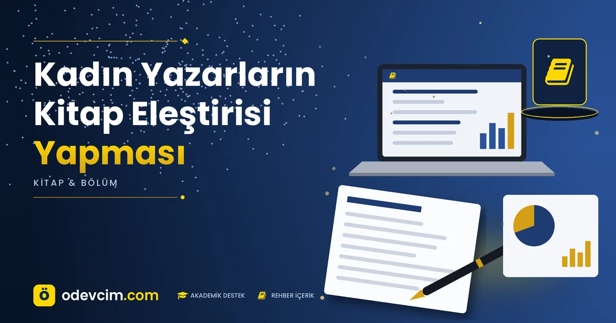 Kadın Yazarların Kitap Eleştirisi Yapması – Ödevcim kapak görseli, kitap simgeli akademik belge illüstrasyonu