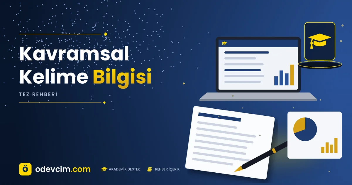Kavramsal Kelime Bilgisi – Ödevcim kapak görseli, kep simgeli akademik belge illüstrasyonu