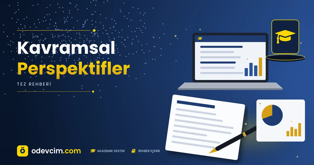 Kavramsal Perspektifler – Ödevcim kapak görseli, kep simgeli akademik belge illüstrasyonu
