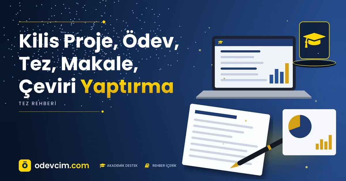 Kilis Proje, Ödev, Tez, Makale, Çeviri Yaptırma – Ödevcim kapak görseli, kep simgeli akademik belge illüstrasyonu