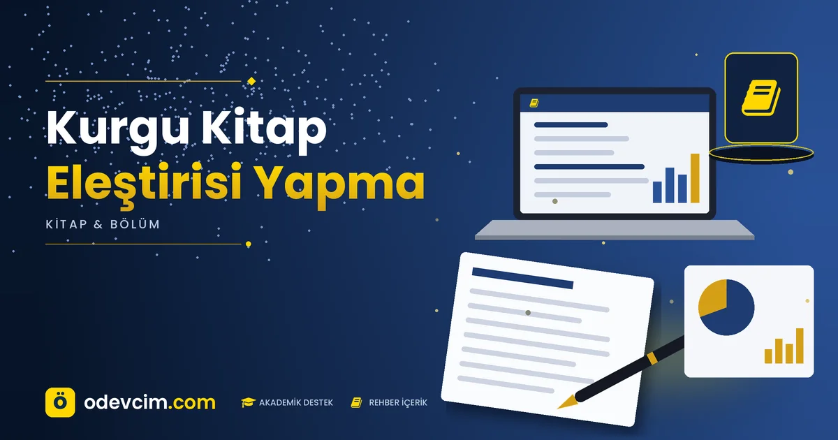 Kurgu Kitap Eleştirisi Yapma – Ödevcim kapak görseli, kitap simgeli akademik belge illüstrasyonu