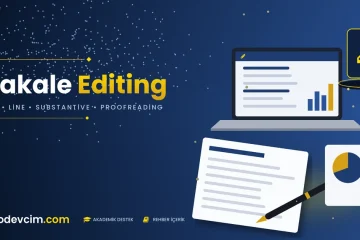 Makale editing rehberi  Ödevcim kapak görseli akademik makale düzenleme ve editör notları illüstrasyonu