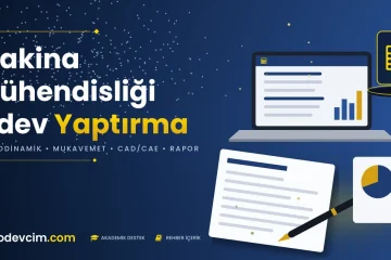 Makina mühendisliği ödev yaptırma rehberi  Ödevcim kapak görseli hesaplama ve teknik çizim illüstrasyonu