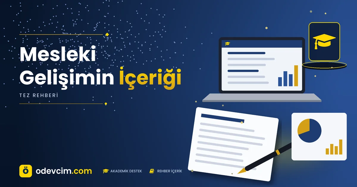 Mesleki Gelişimin İçeriği – Ödevcim kapak görseli, kep simgeli akademik belge illüstrasyonu