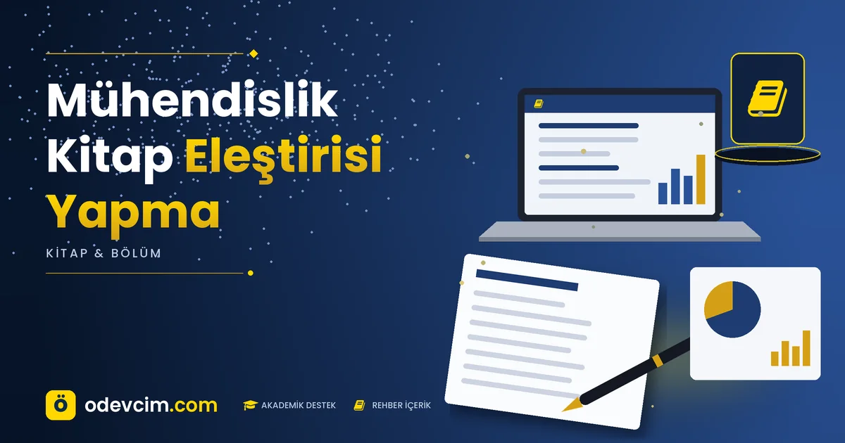 Mühendislik Kitap Eleştirisi Yapma – Ödevcim kapak görseli, kitap simgeli akademik belge illüstrasyonu