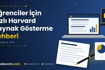 Öğrenciler İçin Hızlı Harvard Kaynak Gösterme Rehberi  Ödevcim kapak görseli alıntı simgeli akademik belge illüstrasyonu