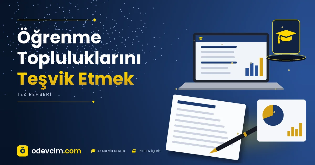 Öğrenme Topluluklarını Teşvik Etmek – Ödevcim kapak görseli, kep simgeli akademik belge illüstrasyonu